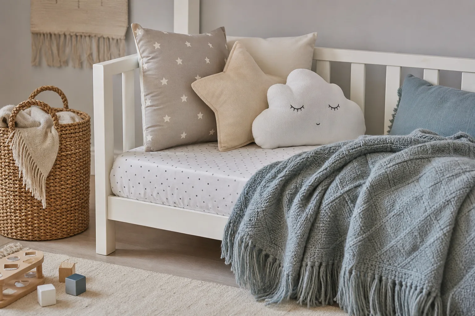 Ideen zur Kinderbett-Dekoration: Kissen, Decken und mehr fuer ein gemuetliches Bett